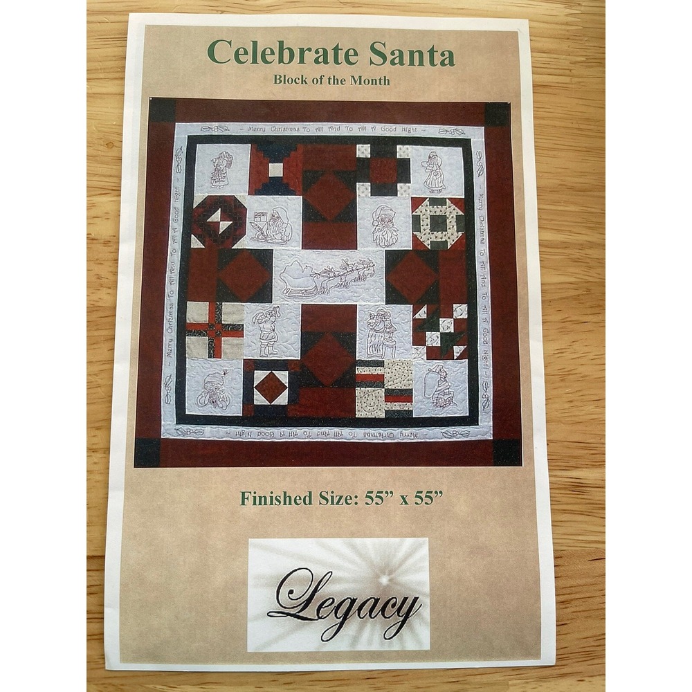 Celebrate Santa BOM Quilt Patterns 1-8 ~ Finished Size: 55"x55"